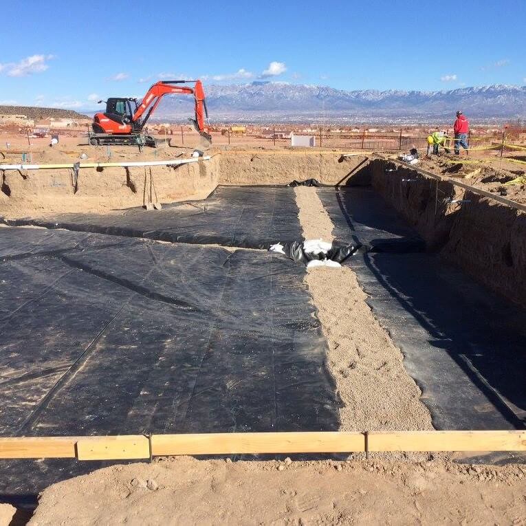 A custom pool being dug and framed by the Cimarron Circle Construction team