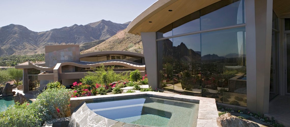 Exterior of modern house with plunge pool